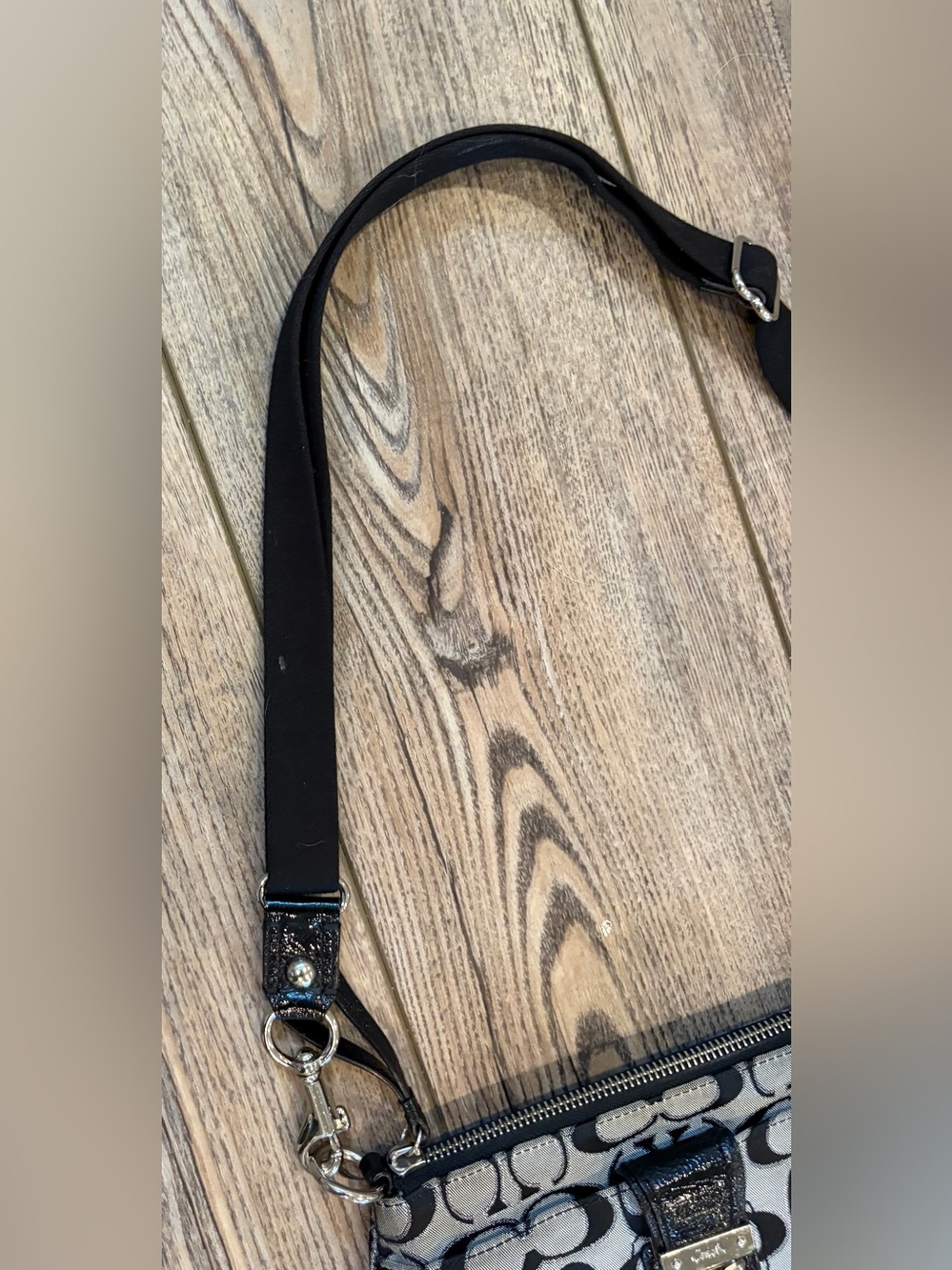 Coach Signature Canvas Crossbody Bag Black Gray Jacquard Y2K Purse - Picture 8 of 11